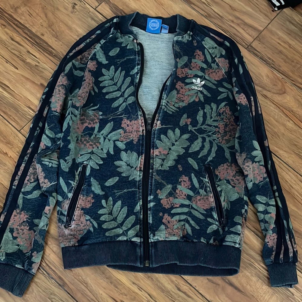 Authentic rare adidas floral zip up